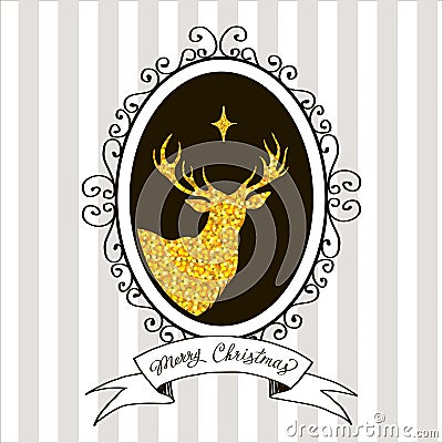 Christmas greeting card with a picture of a deer Vector Illustration