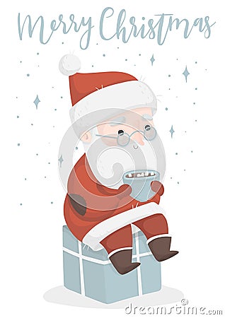 Christmas greeting card with santa claus Vector Illustration