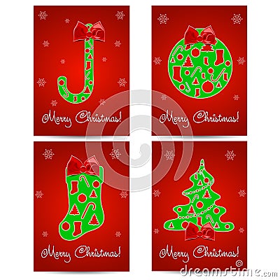 Christmas Greeting Card set. Vector Illustration