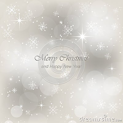 Christmas greeting card with snow, flakes and glow Vector Illustration