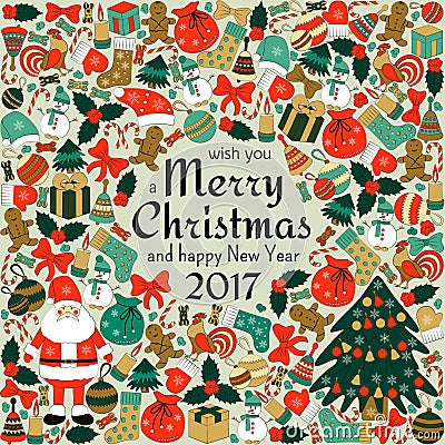 Christmas greeting card Vector Illustration