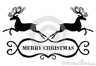 Christmas greeting icon with deer Vector Illustration