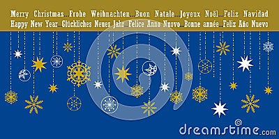Christmas Greetings Card In Different Languages Stock 