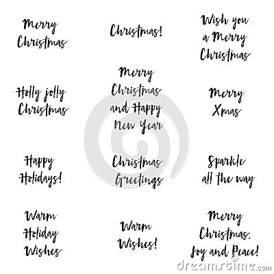 Christmas greetings text vector overlays Vector Illustration