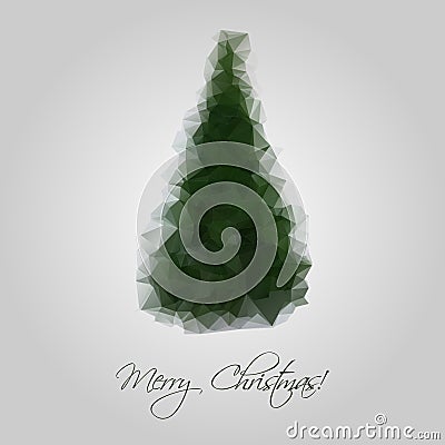 Christmas grey Postcard with Christams Tree Polygonal. Stock Photo