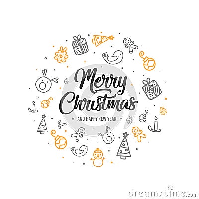 Christmas hand drawn element background Vector Illustration