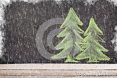 Christmas hand drawn xmas fir tree on chalk board Stock Photo
