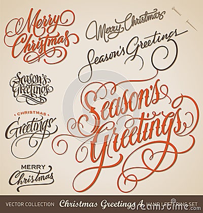 CHRISTMAS hand lettering set (vector) Vector Illustration
