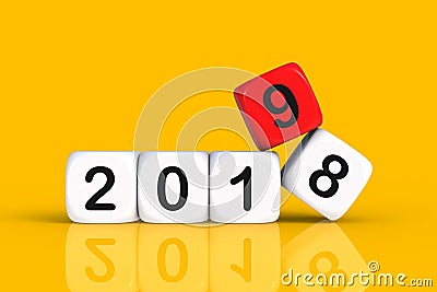 Christmas and Happy New Year 2019 concept with dice Stock Photo