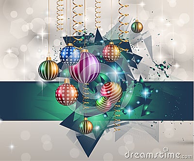 2016 Christmas and Happy New Year Party flyer Vector Illustration