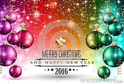 2016 Christmas and Happy New Year Party flyer Vector Illustration