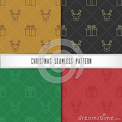 Christmas and happy new year seamless pattern. Winter holiday pa Vector Illustration