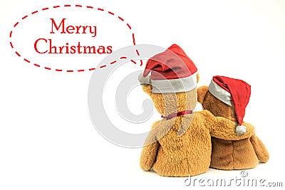 Christmas hat with Teddy Bear Stock Photo