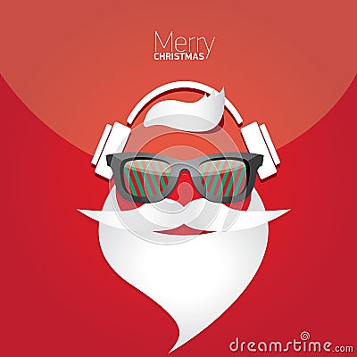 Christmas hipster poster for party or card. Vector Illustration