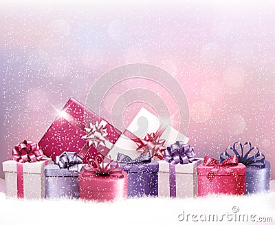 Christmas holiday background with presents. Vector Illustration
