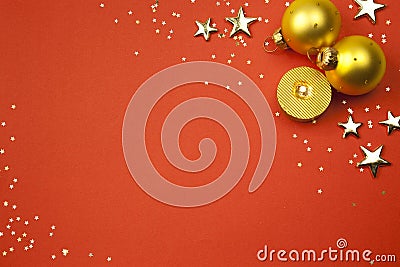 Christmas holiday background with stars, balls Stock Photo