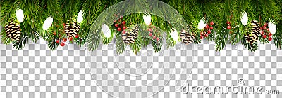 Christmas holiday decoration with branches of tree and pine Vector Illustration