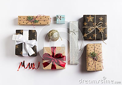 Christmas holiday gift box new year on white background Stock Photo