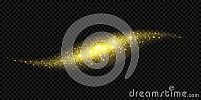 Christmas holiday golden glitter background template of sparkling gold particles and shiny light effect. Vector glittering shimmer Vector Illustration