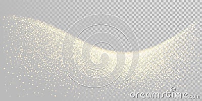 Christmas holiday golden glitter background template of sparkling gold particles and shiny light effect. Vector glittering shimmer Vector Illustration