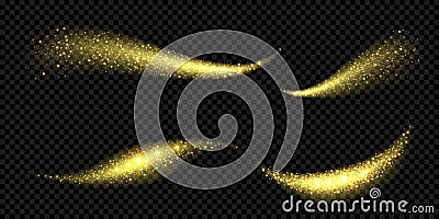 Christmas holiday golden glitter light wave background template of sparkling gold particles and shiny confetti effect. Vector glit Vector Illustration