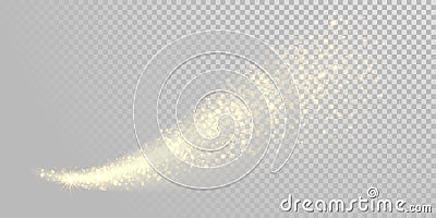 Christmas holiday golden glitter light wave white background template of sparkling gold particles and shiny confetti effect. Vecto Vector Illustration