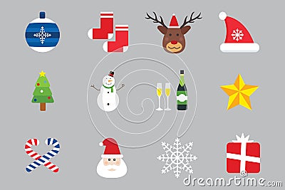 Christmas holiday icons vector set. Vector Illustration