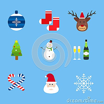 Christmas holiday icons vector set. Vector Illustration