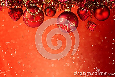 Christmas holiday red dreamy background with decorations Stock Photo