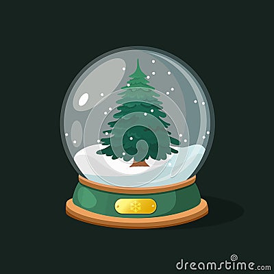 Christmas holiday snow globe Vector Illustration