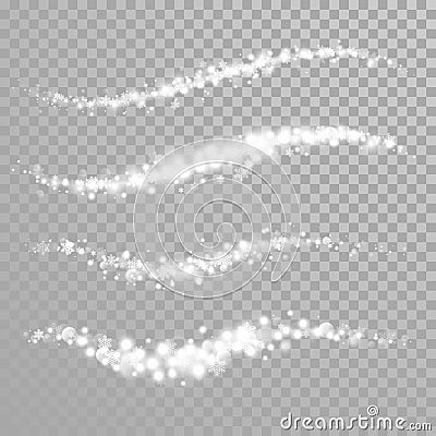 Christmas holiday snowflake glitter background template of sparkling snow particles and shiny confetti wave. Vector glittering shi Vector Illustration