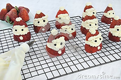 Christmas holiday Strawberry Santas Stock Photo