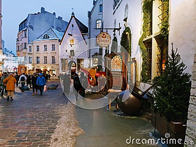 Christmas holiday in Tallinn Old Town Winter Square Life Stile Editorial Stock Photo