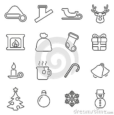 Christmas Holiday & Tradition Icons Thin Line Vector Illustration Set Vector Illustration