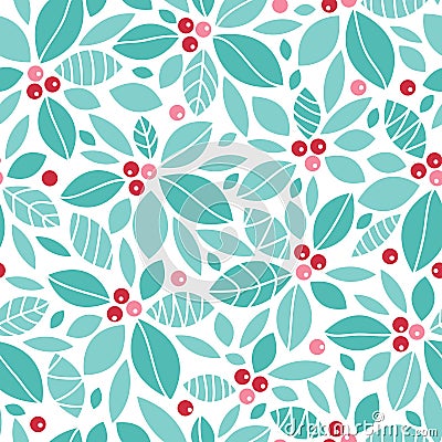 Christmas holly berries seamless pattern Vector Illustration