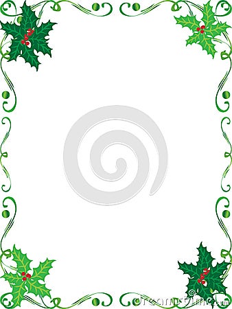 Christmas holly frame Stock Photo