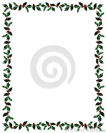 Christmas Holly Frame with Clip Path Stock Photo