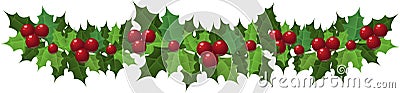 Christmas holly garland Vector Illustration