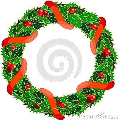 Christmas holly wreath Stock Photo