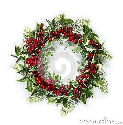 Christmas holly wreath Stock Photo