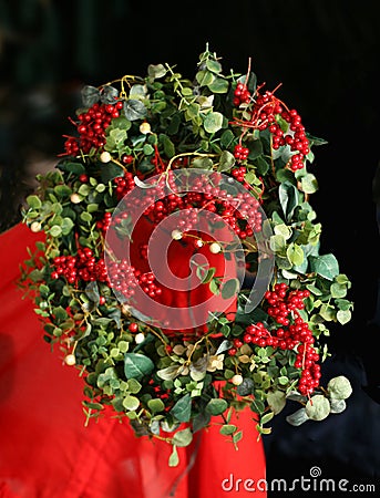 Christmas Holly Wreath Stock Photo
