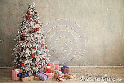 Christmas Home Interior with White Christmas tree Stock Photo