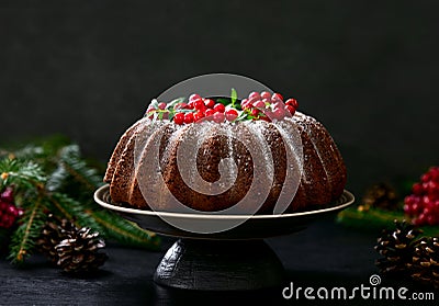 Christmas home baked chocolate bundt cake Stock Photo