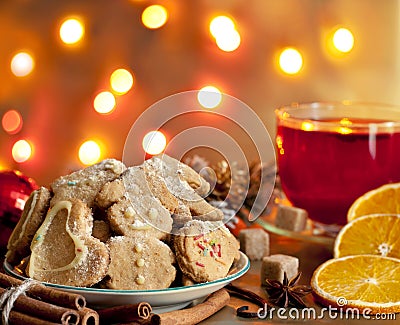 Christmas homemade cookies with punch Stock Photo