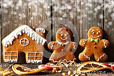 Christmas homemade gingerbread cookies Stock Photo