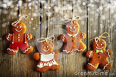 Christmas homemade gingerbread couple cookies Stock Photo