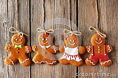 Christmas homemade gingerbread couple cookies Stock Photo