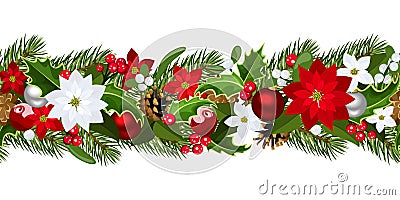 Christmas horizontal seamless background. Vector Illustration