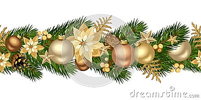 Christmas horizontal seamless background. Vector Illustration