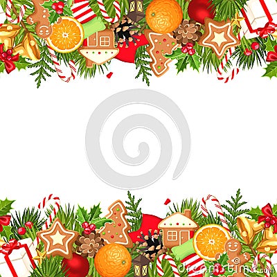 Christmas horizontal seamless background. Vector illustration. Vector Illustration